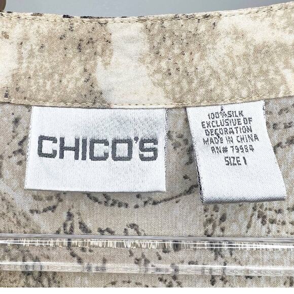 CHICO'S Silk Rhinestone Bead Embellished Sheer Tunic Blouse Top Womens Medium - Picture 6 of 8